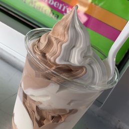 Medium soft serve. Very creamy