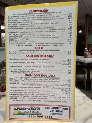 Menu photo 2 Don Ho's Restaurant & Lounge Hollins, VA