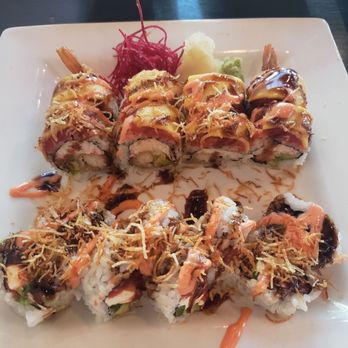 Prime Sushi Bar - Mango Cha Cha (top) and Spicy Girl Roll (bottom) - Sushi Bars Near Me - Kansas City, Missouri Prime Sushi Bar - Mango Cha Cha (top) and Spicy Girl Roll (bottom) - Sushi Bars Near Me - Kansas City, Missouri