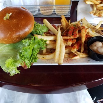 The Tap - Beer Cheese Burger and fries (paprika and cilantro) - Breweries Near Me - Indianapolis, Indiana
