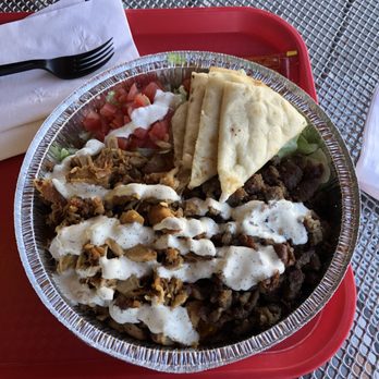 The Halal Guys - Mixed plate! No taste sauce burned and dry old gyro rubber chicken - Halal Near Me - Glendale, California The Halal Guys - Mixed plate! No taste sauce burned and dry old gyro rubber chicken - Halal Near Me - Glendale, California