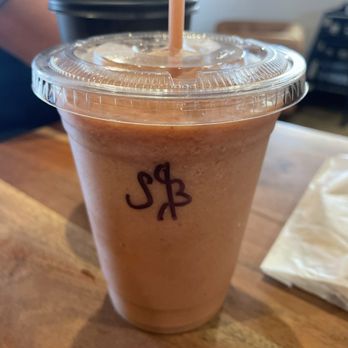 Shadrach, Meshach & ABeanToGo - Strawberry Banana smoothie - Coffee & Tea Near Me - Goodrich, Michigan