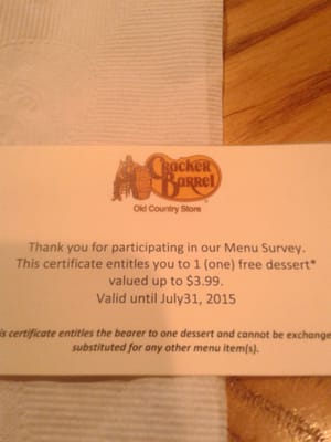 Menu photo 2 Cracker Barrel Old Country Store Baytown, TX