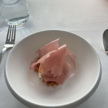 The Modern - cheesecake ice cream with peaches and brown sugar - New American Near Me - New York, New York The Modern - cheesecake ice cream with peaches and brown sugar - New American Near Me - New York, New York
