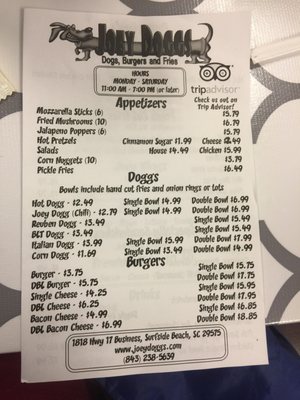 Menu photo 5 Joey Doggs Surfside Beach, SC