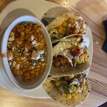 Bonefish Grill - Blackened Baja Fish Tacos - 5 stars!  New Mexican Street Corn - Awesome! A tad spicy :) - Seafood Near Me - Brandon, Florida