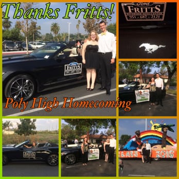 Fritts Ford - Thank you for lending this awesome car for Poly's Homecoming! The French honor society was very happy. It was fun for mom too! - Auto Repair Near Me - Riverside, California Fritts Ford - Thank you for lending this awesome car for Poly's Homecoming! The French honor society was very happy. It was fun for mom too! - Auto Repair Near Me - Riverside, California