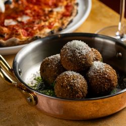 Mother Wolf - POLPETTE DI BRASATO crispy short rib meatballs, sugo di arrosto, pecorino romano DOP