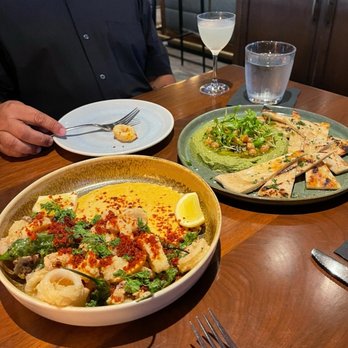 Saint & Second - calamari pita bread & Green Goddess Hummus - New American Near Me - Long Beach, California