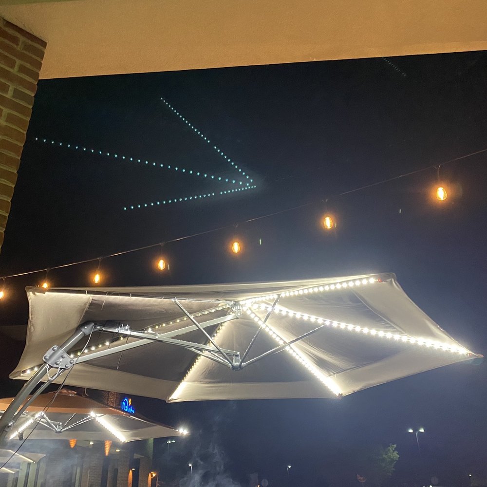 Outdoor seating umbrellas