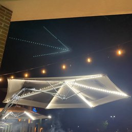 Outdoor seating umbrellas
