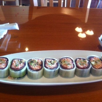 Sushi Itto - Tuna Heaven roll cucumber wrap with tuna, shrimp, crab, green onion and avocado. $14. Very nice, especially with ponzu sauce. - Sushi Bars Near Me - Atlanta, Georgia Sushi Itto - Tuna Heaven roll cucumber wrap with tuna, shrimp, crab, green onion and avocado. $14. Very nice, especially with ponzu sauce. - Sushi Bars Near Me - Atlanta, Georgia