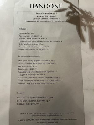 Menu photo 1 Bancone London, XGL Menu photo 1 Bancone London, XGL