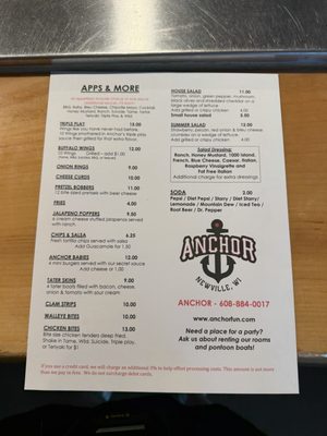 Menu photo 2 Anchor Bar & Grill Edgerton, WI