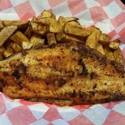 Mohawk Freestyle Grill - Blackened swai and chips.