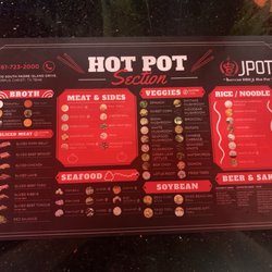 J Pot - Hot Pot Menu