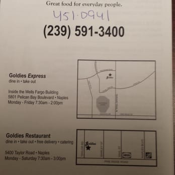 Goldies Express - Front page of menu - New American Near Me - Naples, Florida