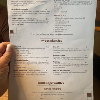 Nero Waffles - One side of the menu, describing accommodation of either savory or sweet choices. - Waffles Near Me - Vancouver, British Columbia Nero Waffles - One side of the menu, describing accommodation of either savory or sweet choices. - Waffles Near Me - Vancouver, British Columbia