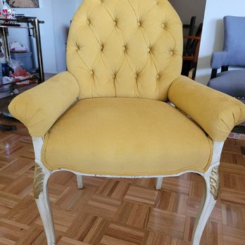 H & A Upholstery - Beautiful tufting on this antique chair. - Furniture Reupholstery Near Me - Brooklyn, New York H & A Upholstery - Beautiful tufting on this antique chair. - Furniture Reupholstery Near Me - Brooklyn, New York
