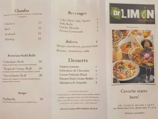 Menu photo 4 Dr Limon Ceviche Bar Miami Lakes, FL