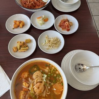 Grandma Noodle - 14. Bibim gooksoo (noodle with vegetable with spicy paste) and 17. jjampong (noodle with seafood in hot spicy sauce) - Korean Near Me - Houston, Texas Grandma Noodle - 14. Bibim gooksoo (noodle with vegetable with spicy paste) and 17. jjampong (noodle with seafood in hot spicy sauce) - Korean Near Me - Houston, Texas