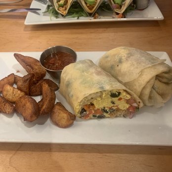 Raven Cafe - Vegan breakfast burrito with tofu and vegan breakfast tacos. - Sandwiches Near Me - Prescott, Arizona Raven Cafe - Vegan breakfast burrito with tofu and vegan breakfast tacos. - Sandwiches Near Me - Prescott, Arizona