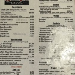 Billy's Bar & Grill - Menu- front side Aug 2023