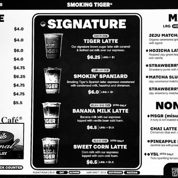 Smoking Tiger Coffee Lab - Menu (Part 1) - February 2, 2026 - Cafes Near Me - Monterey Park, California