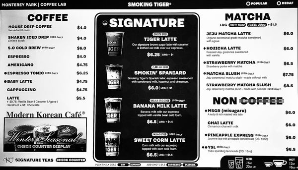Menu photo 4 Smoking Tiger Coffee Lab Monterey Park, CA Menu photo 4 Smoking Tiger Coffee Lab Monterey Park, CA