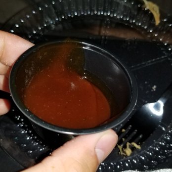 The Halal Guys - Asked for BBQ sauce and the cup isn't even halfway filled. - Halal Near Me - Glendale, California The Halal Guys - Asked for BBQ sauce and the cup isn't even halfway filled. - Halal Near Me - Glendale, California