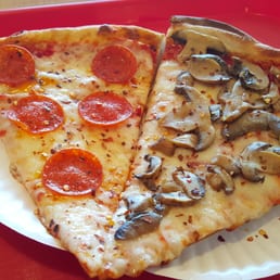 Slice of pepperoni and mushroom Slice of pepperoni and mushroom