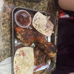The half chicken  Homemade Coleslaw and  Homemade Potato Salad