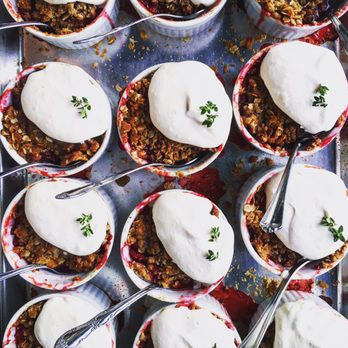 What Clark Cooked - Peach, apricot, blackberry and thyme crumble with maple whipped mascarpone. - Caterers Near Me - Brookside, New Jersey What Clark Cooked - Peach, apricot, blackberry and thyme crumble with maple whipped mascarpone. - Caterers Near Me - Brookside, New Jersey
