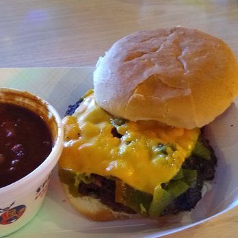 Sparkys BBQ and Espresso - Red chili pinto beans and sparky's number one - Burgers Near Me - Hatch, New Mexico