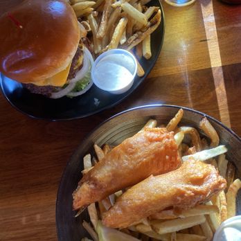 Trailhead Public House & Eatery - The Polygamy Burger and Fish and Chips - Burgers Near Me - Moab, Utah Trailhead Public House & Eatery - The Polygamy Burger and Fish and Chips - Burgers Near Me - Moab, Utah