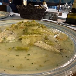 Osteria La Tana Dei Pescatori - Yum! Turbot fish- a flatfish in a white sauce, asparagus and potatoes. Yes, we enjoyed this! -great service