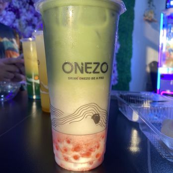 Onezo - Strawberry Strawberry Uji Matcha Latte - Bubble Tea Near Me - Arlington, Texas