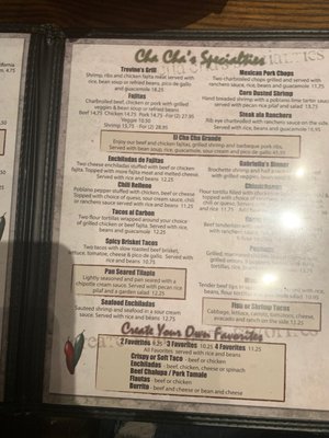 Menu photo 1 Cha Cha's Mexican Restaurant Mansfield, TX