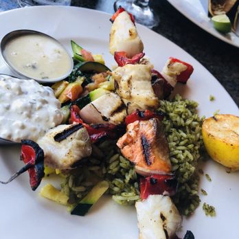 Bluewater Grill - Fish & Veggie Skewer - Seafood Near Me - Temecula, California Bluewater Grill - Fish & Veggie Skewer - Seafood Near Me - Temecula, California