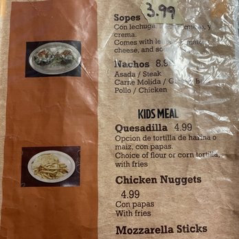 Don Lemus - a menu for a mexican restaurant - Mexican Near Me - Indianapolis, Indiana