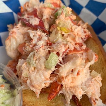 Hooked - Lobster salad roll closeup. Get in there. - Seafood Near Me - Montauk, New York