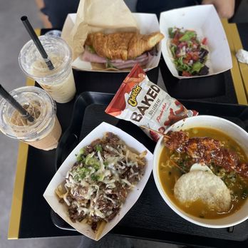 The Cream - Bulgogi Fries (bottom left), Sweet and Spicy Chicken Ramen (bottom right), and Caramel Frappe and Caramel Macchiato. - Korean Near Me - Duluth, Georgia The Cream - Bulgogi Fries (bottom left), Sweet and Spicy Chicken Ramen (bottom right), and Caramel Frappe and Caramel Macchiato. - Korean Near Me - Duluth, Georgia