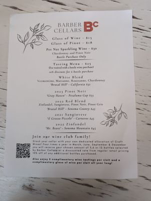 Menu photo 2 Barber Cellars Petaluma, CA Menu photo 2 Barber Cellars Petaluma, CA