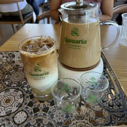 Iced Pistachio Latte and a Large Kettle of the Medawar Iced Pistachio Latte and a Large Kettle of the Medawar