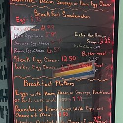 Breakfast menu