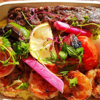 Mazra - Beef and shrimp plate - Mediterranean Near Me - San Bruno, California Mazra - Beef and shrimp plate - Mediterranean Near Me - San Bruno, California