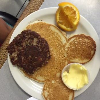 Jody's Diner - Kids' menu: pancakes with sausage patty. - Diners Near Me - Evanston, Wyoming
