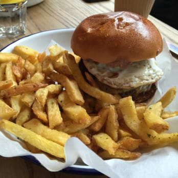 Honest Burgers Clapham - Weekend Special: Australia Day Burger with apple coleslaw, beetroot guacamole, cheese, bacon and topped with a fried egg. - Burgers Near Me - London, LND Honest Burgers Clapham - Weekend Special: Australia Day Burger with apple coleslaw, beetroot guacamole, cheese, bacon and topped with a fried egg. - Burgers Near Me - London, LND