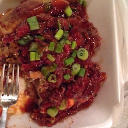 Loaded baked potato with chopped beef