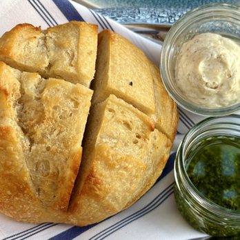 Chandler's Oceanfront Dining - Sourdough Boule with truffle butter and pesto was very good. - New American Near Me - Carlsbad, California